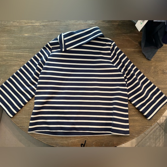 NWT Kate Spade Mainline Navy Blue and White‎ Striped Top Size Medium - Picture 7 of 12